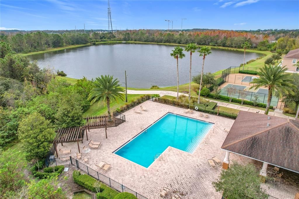 A peaceful setting to have a pool...overlooking a pond.