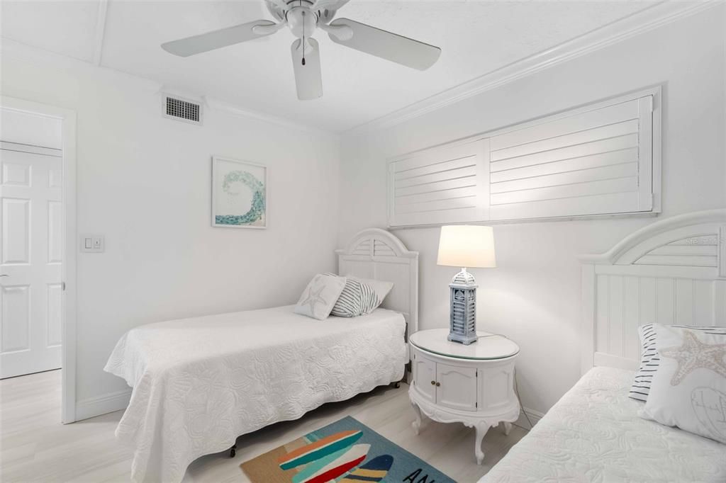 Guest Bedroom with 2 new twin mattresses and boxsprings.