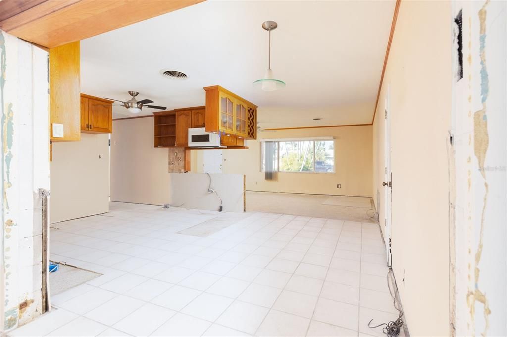 Kitchen facing front of house