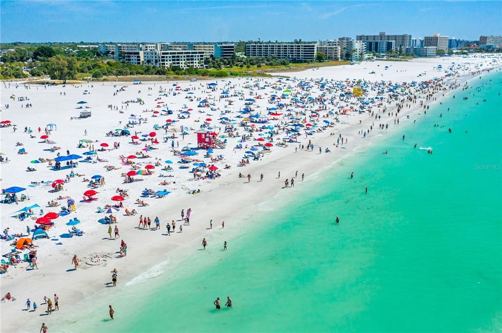 World famous Siesta Key Beach - #1 in the USA, known for its powdery white quartz sand.