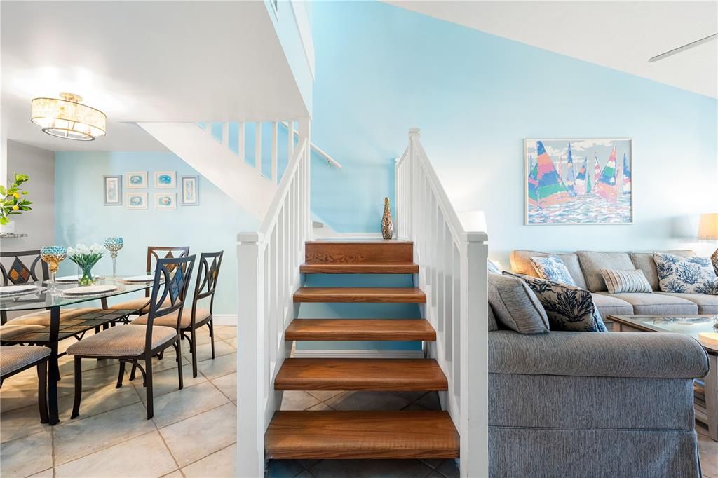 Solid oak stairs to second story