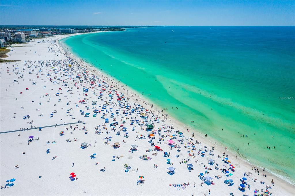 World famous Siesta Key Beach - #1 in the USA, known for its powdery white quartz sand.