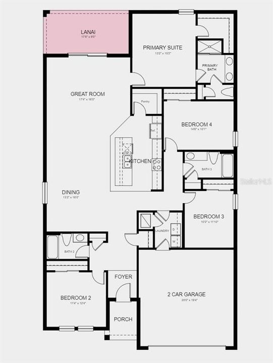 Floor Plan - Structural options added include: covered lanai