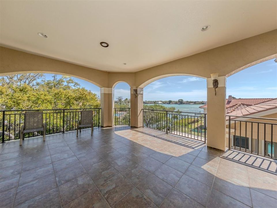 Upstairs patio with water views.