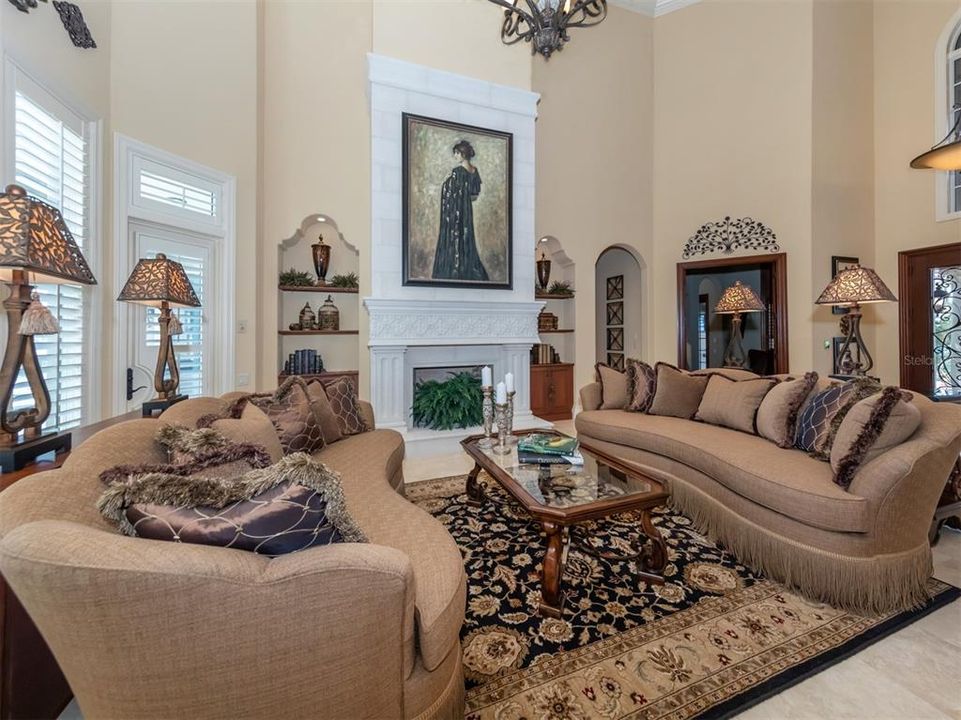 Stone fireplace in Living room