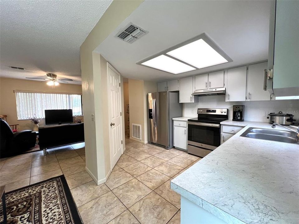 Kitchen with stainless steel appliances