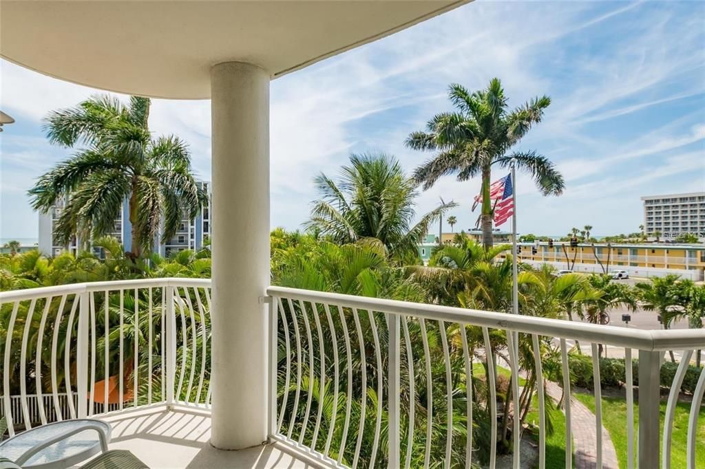 North side of balcony looking over garden