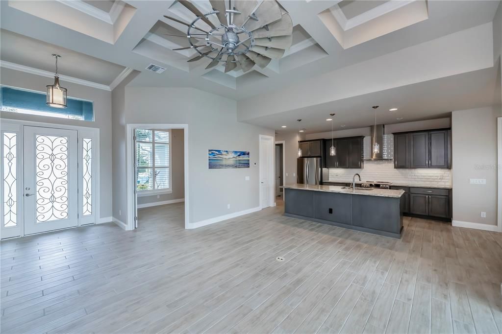 Incredible coffered ceiling in the living room WOW!