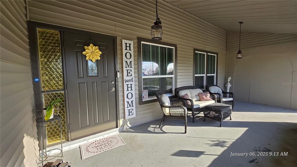 Front door, interior view. Open Floor plan