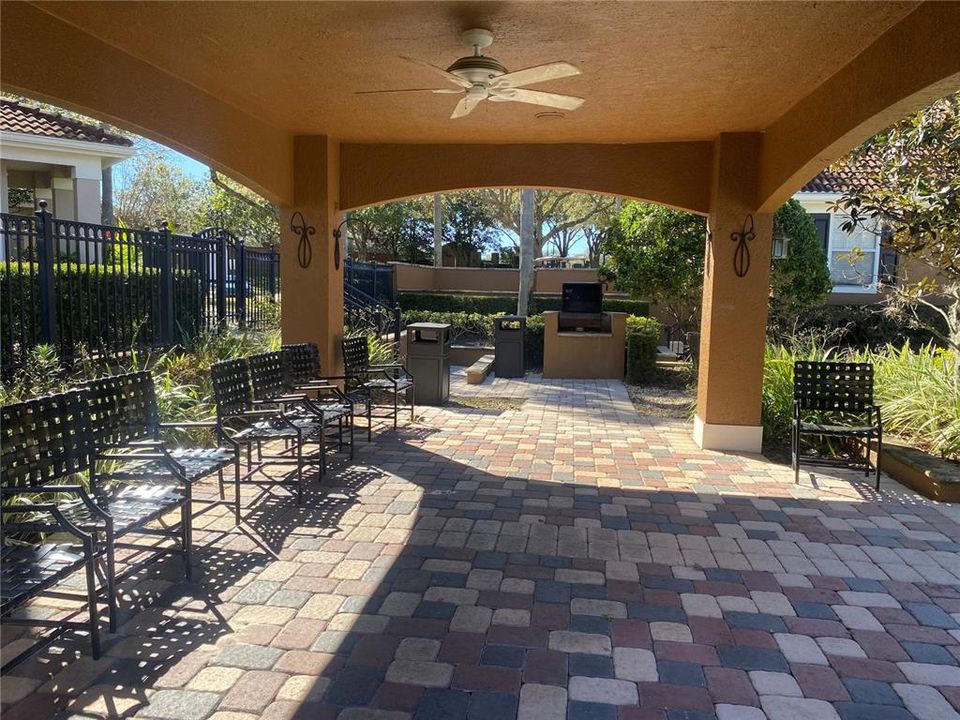 Poolside has a large area underroof