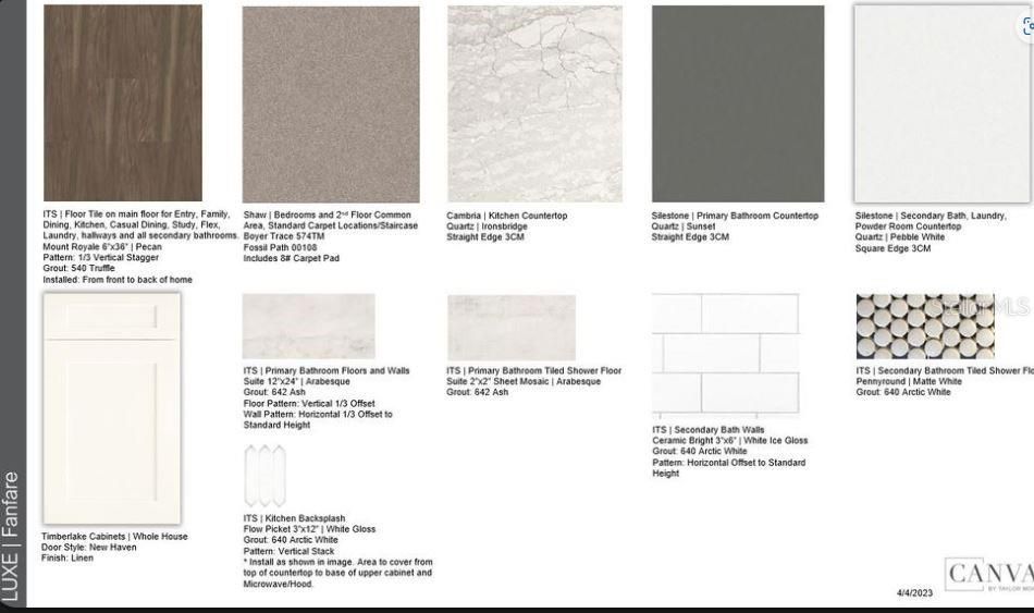 Design selections.  Home is under construction and selections are subject to change.