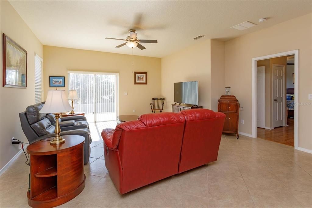 Sliding glass door to the open patio