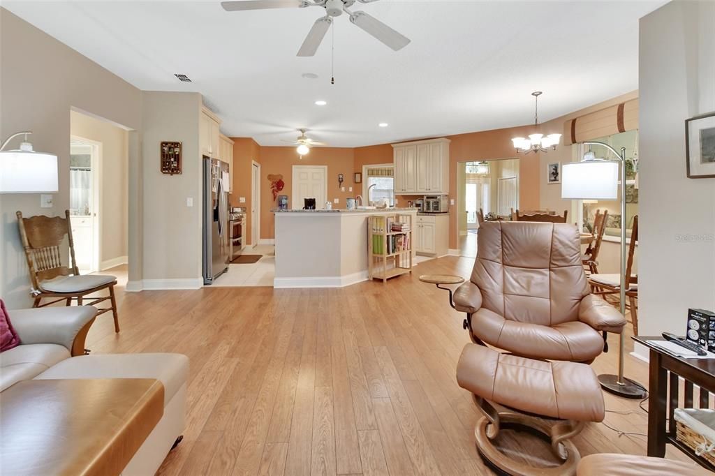 Family room overlooking kitchen area