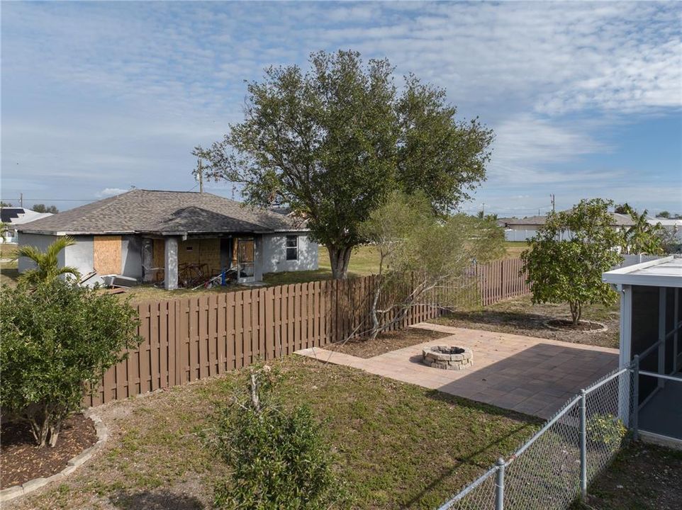 Fenced in Backyard with patio