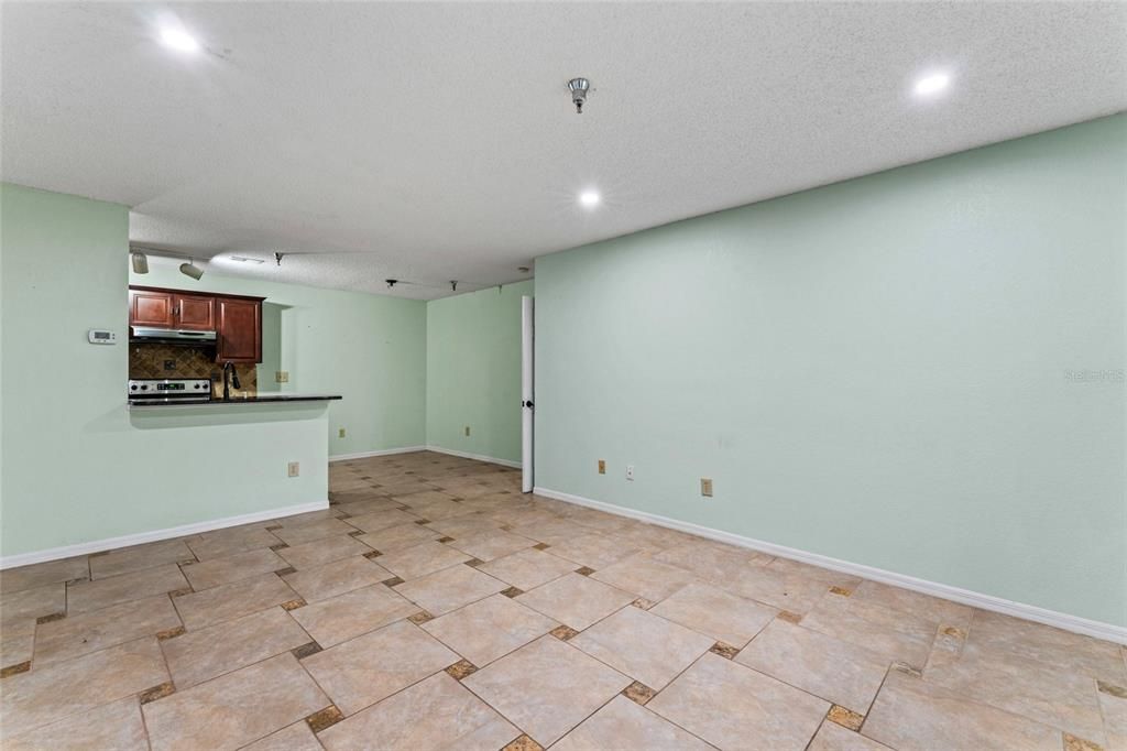 Living room is open to dining area and kitchen.