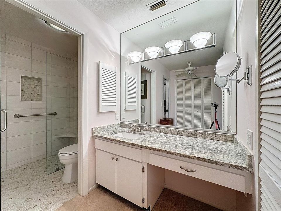 PRIMARY BA W/ NEW SHOWER & CUSTOM GLASS DOORS & GRANITE COUNTERTOP