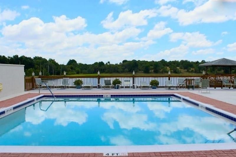 The community pool overlooks Lake Suzanne