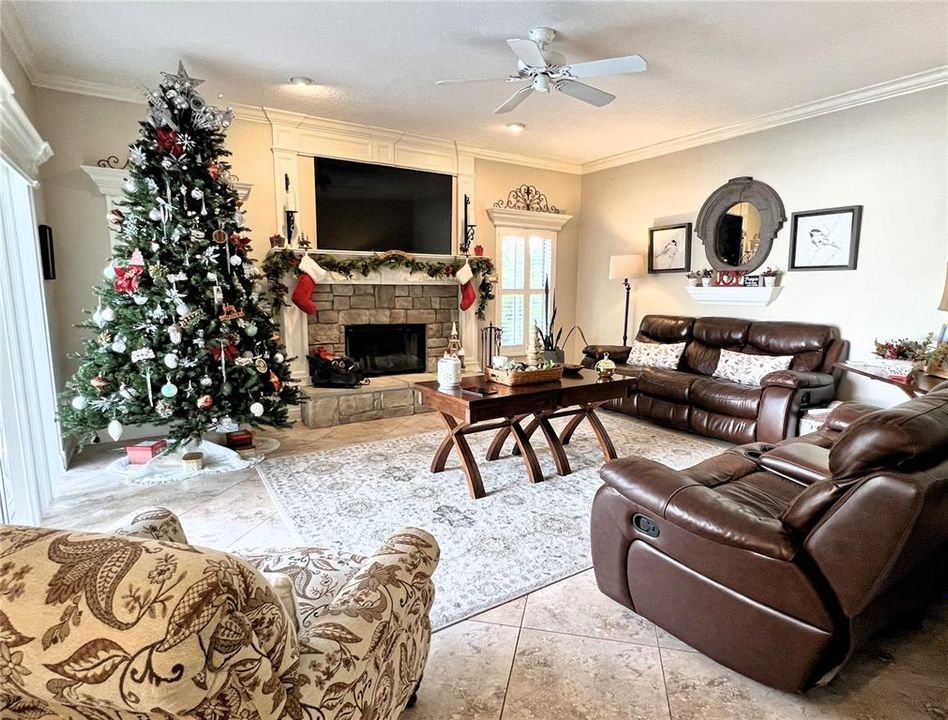 Family Room w/Wood Burning Fireplace