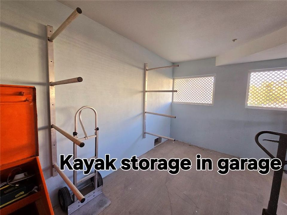 Inside kayak storage