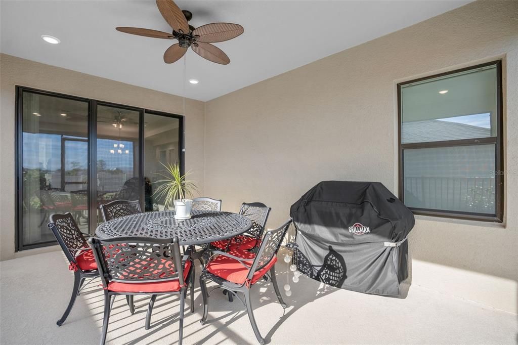 Extended Lanai with additional ceiling lighting and a fan