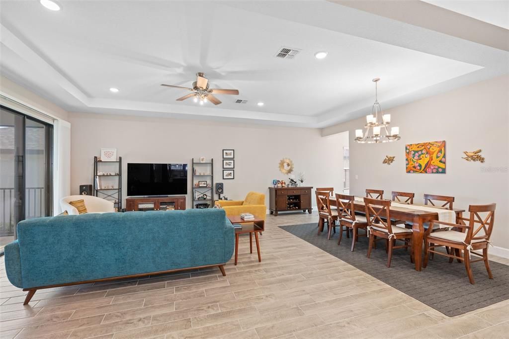 View from the Kitchen to the Family and Dining Rooms