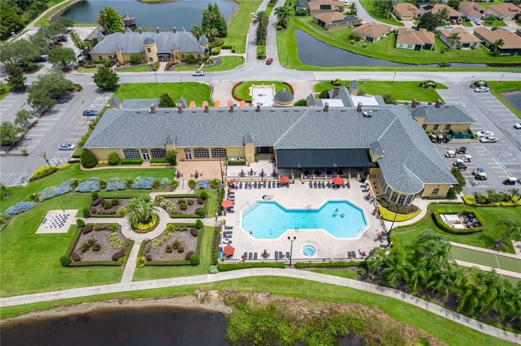 Back of Lake Ashton clubhouse with outdoor pool