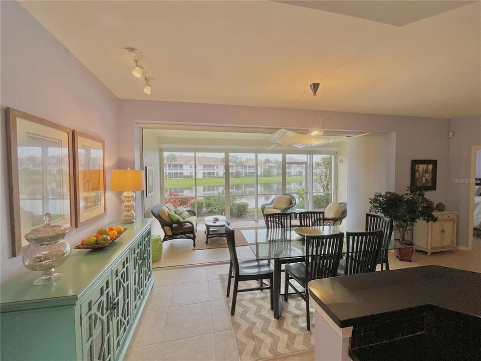 Dining area with lake view.