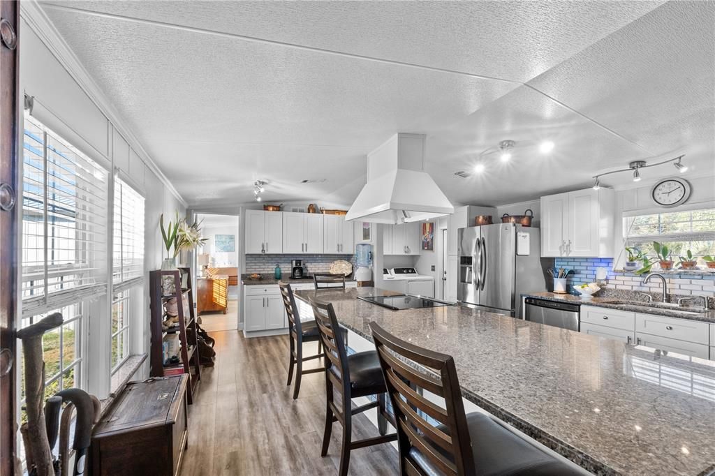 Kitchen with extra large island & Living room