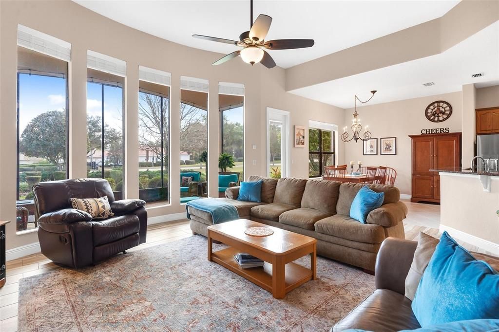 Floor to ceiling windows bring the outdoor to inside living!