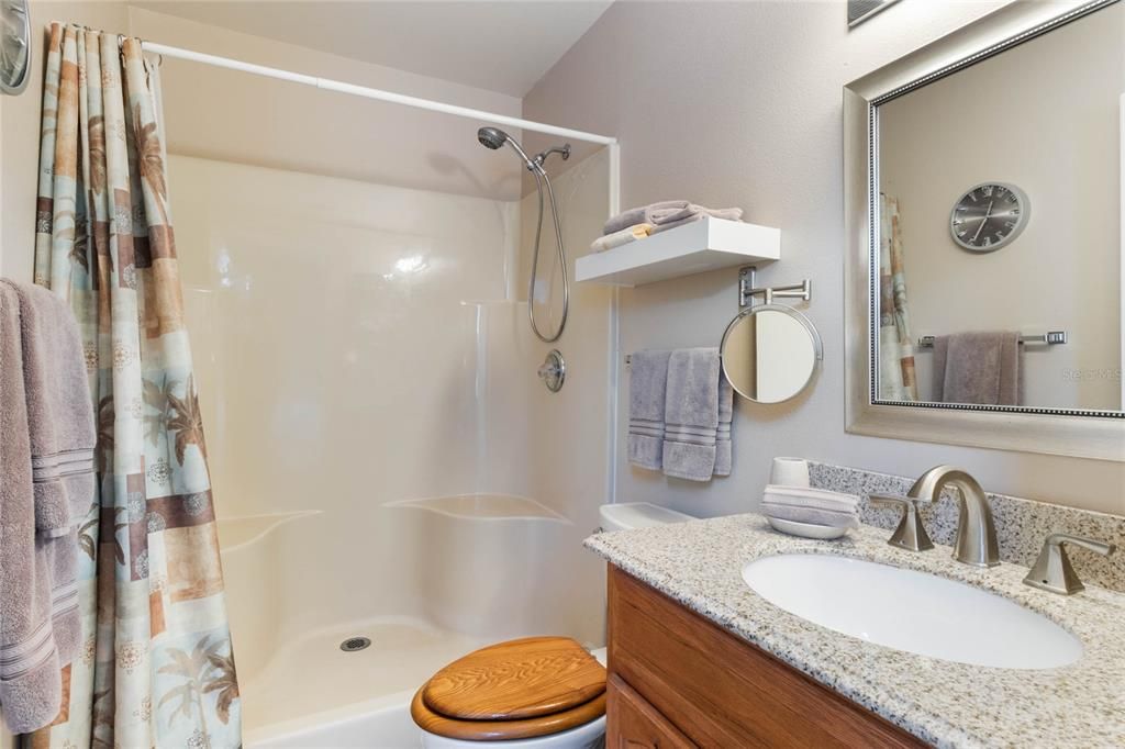 Primary Bathroom with updated Vanity and Seated Shower