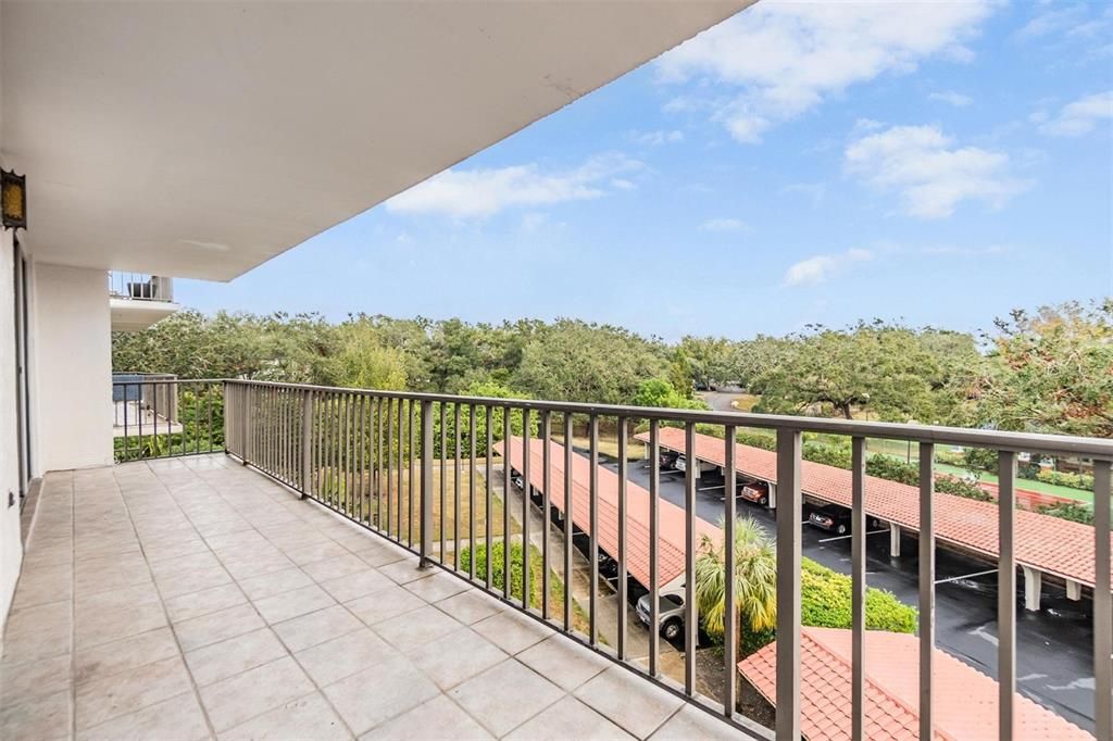 Large balcony with access from two sets of glass sliders