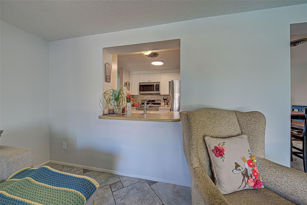 A view into the kitchen from the Florida Room.