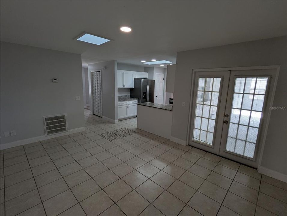 Family Room with French Doors out to the enclosed rear porch