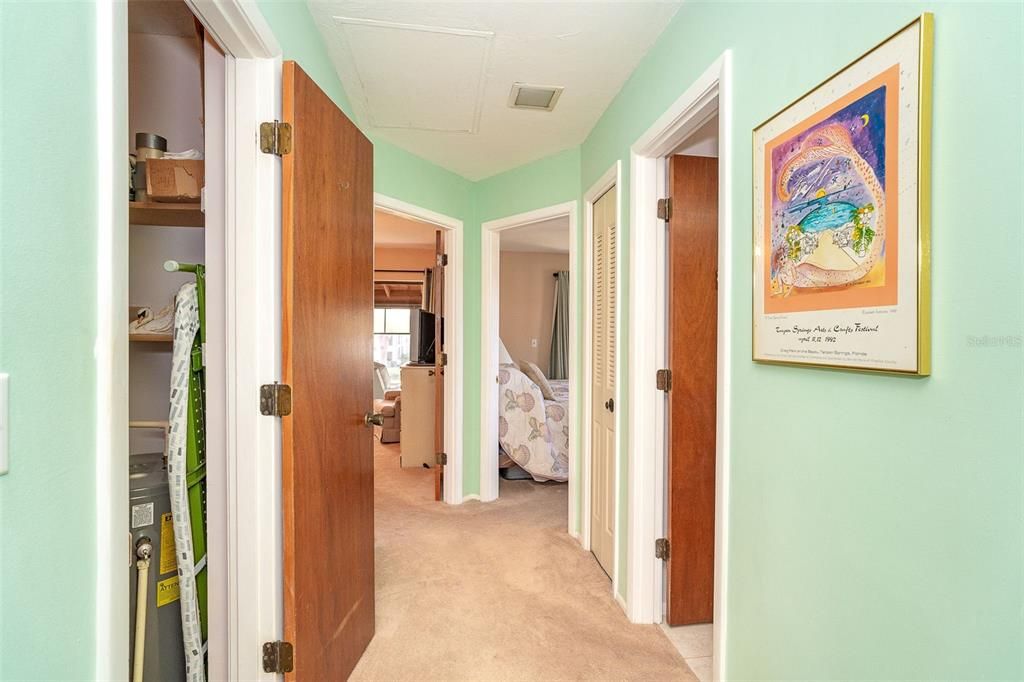 Hallway with storage closet