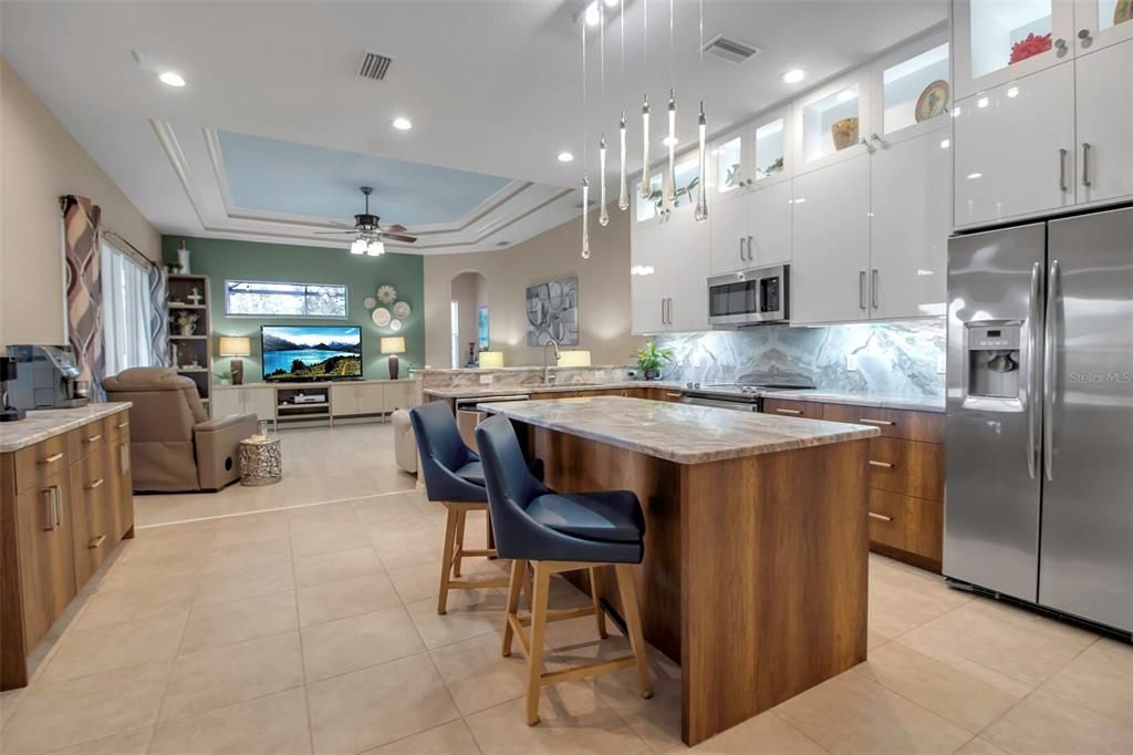 Kitchen leading to gathering room