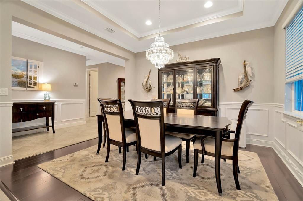 Formal Dining Area with Tray Ceiling, Crown Molding