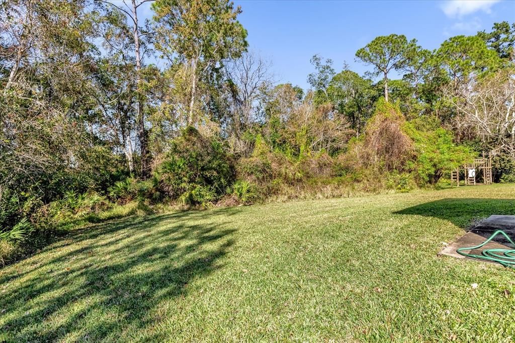 open field greenspace to the left of the home