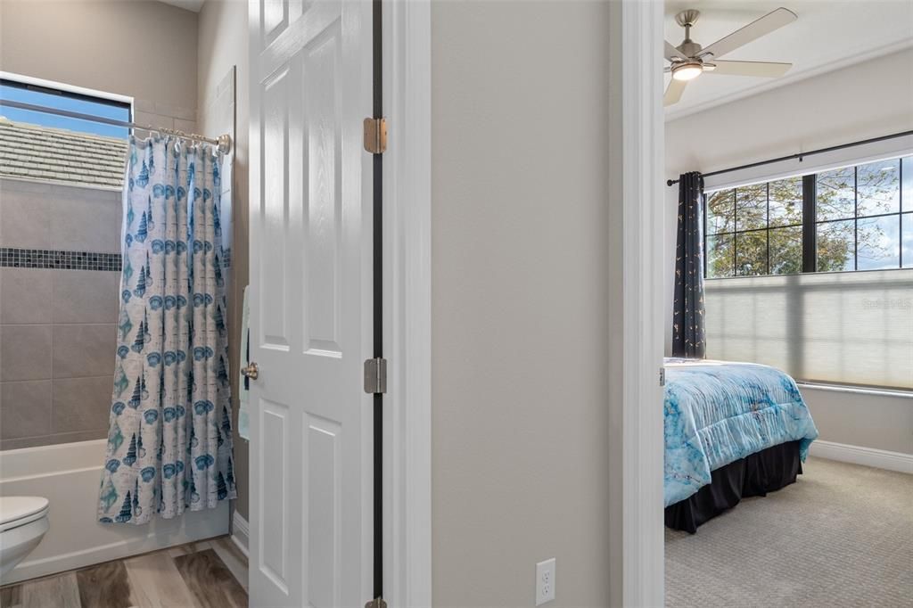 The guest hallway provides easy access to guest bath and guest bedroom.