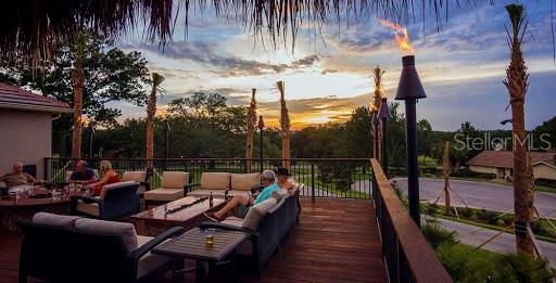 Gas firepits and lounge area add to the Tiki Bar's ambience.