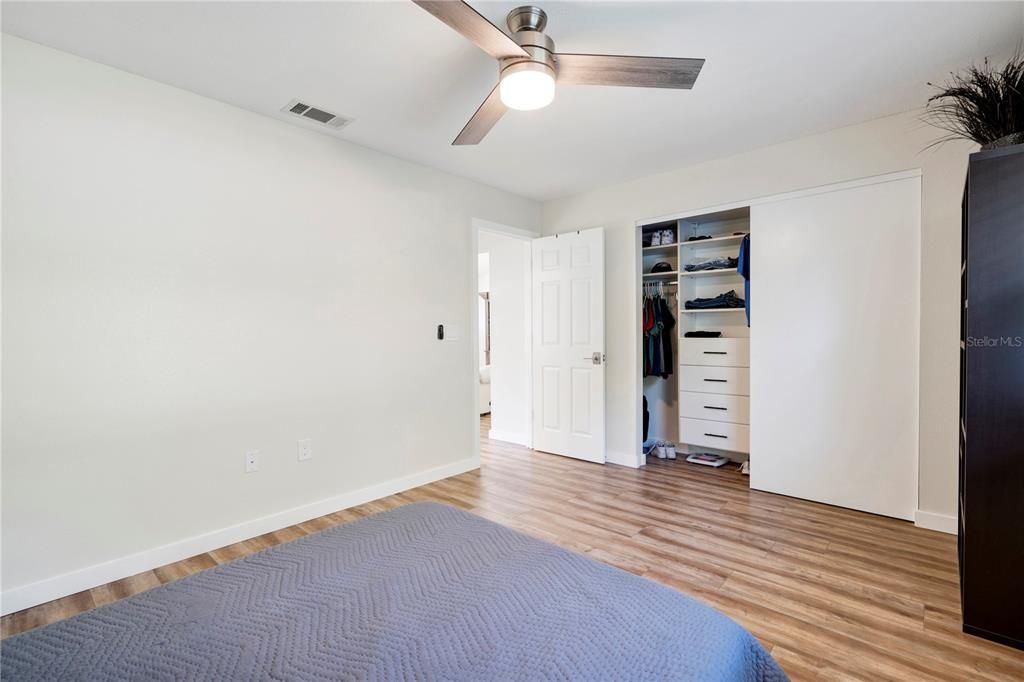 bedroom #1 (back of house) with built-in closet