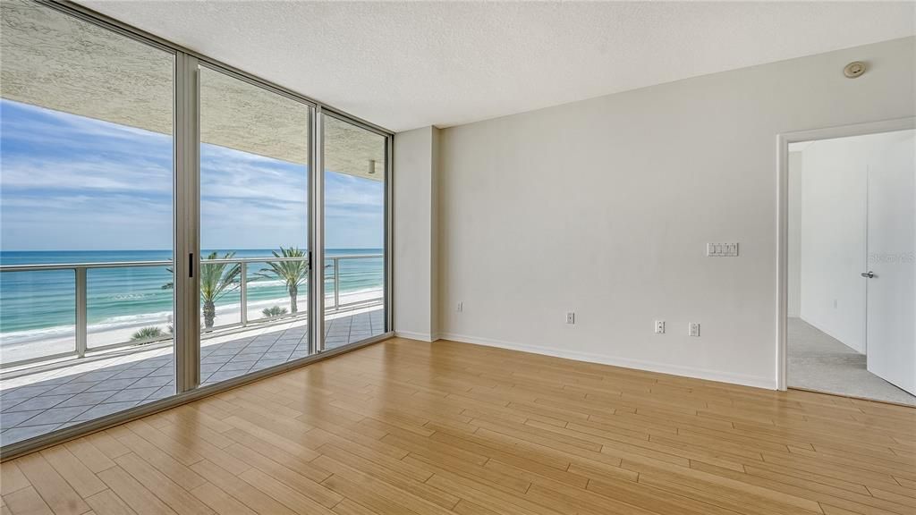 Floor to ceiling sliders in living area