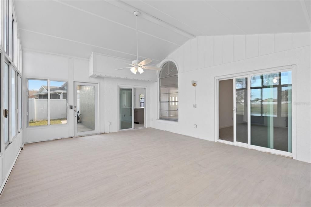 Enclosed porch view to the master and kitchen