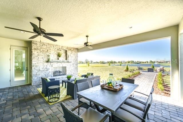 Covered Lanai with Outdoor Fireplace