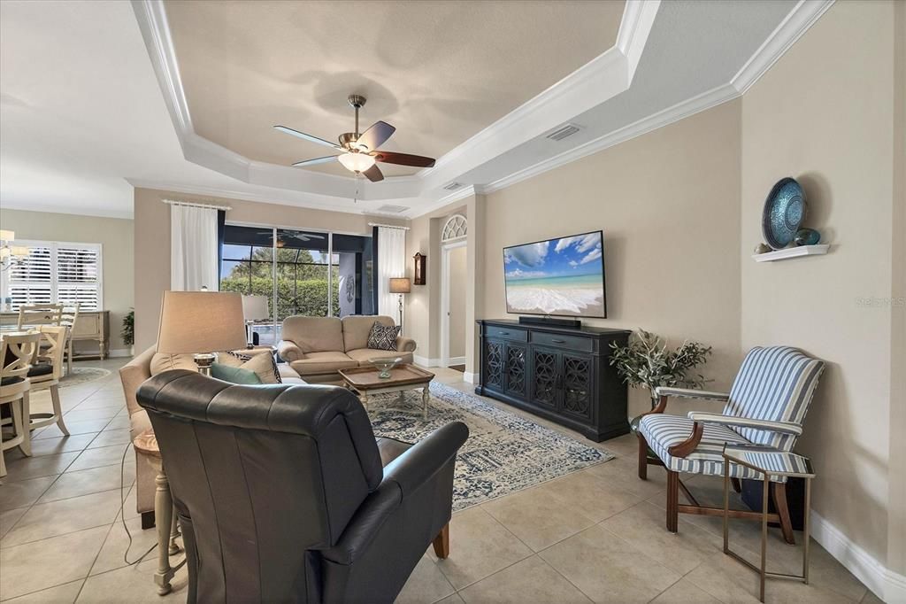 Tall trey ceiling w/crown molding