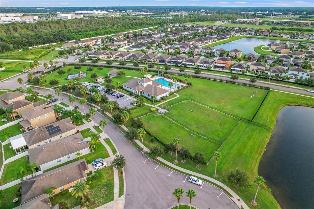 Aerial View of Clubhouse. Virtually Staged