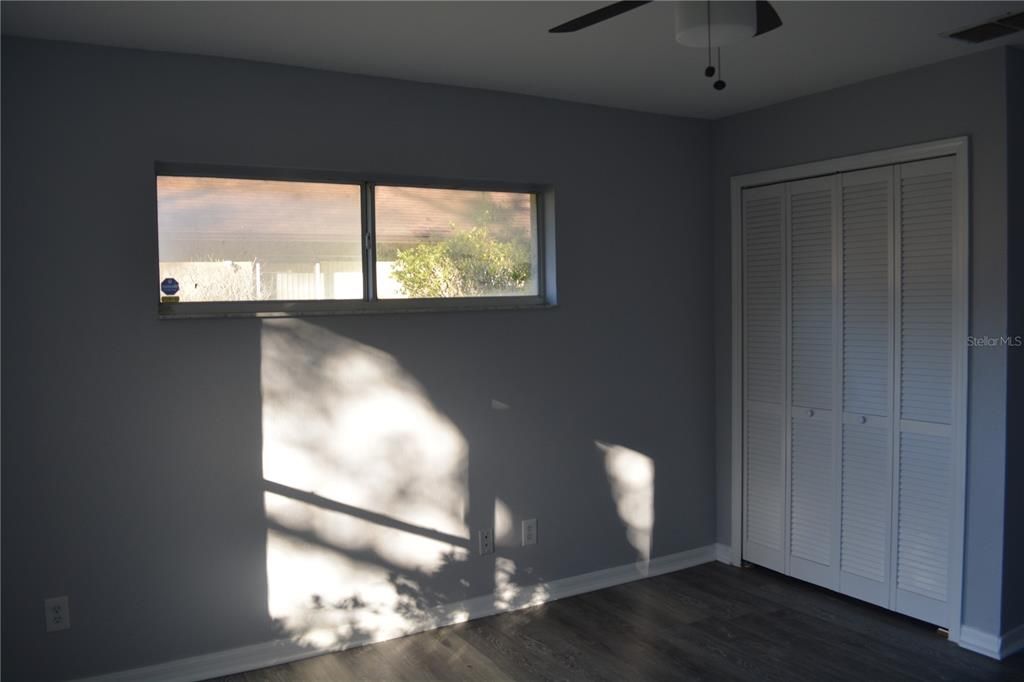 Transom window in primary bedroom