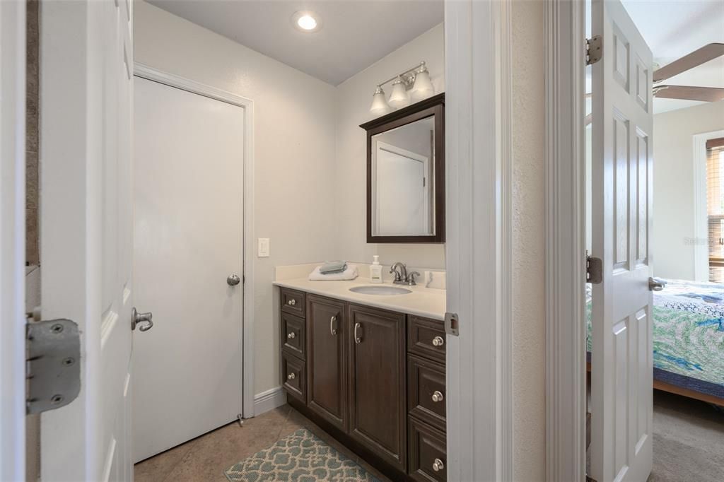 2nd floor hallway full bathroom. Behind the door is the laundry room.