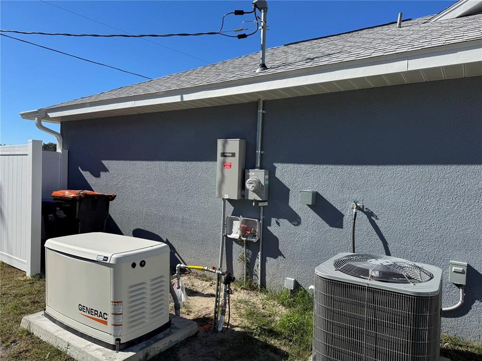 right side of house generator and a/c unit view