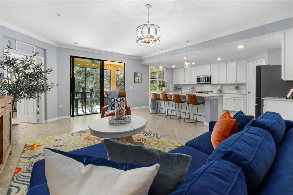 Living room opens to the Kitchen