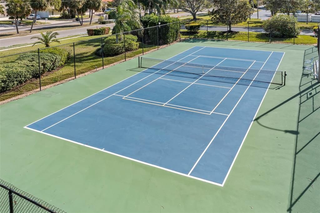 Two tennis courts that were just recently refinished!